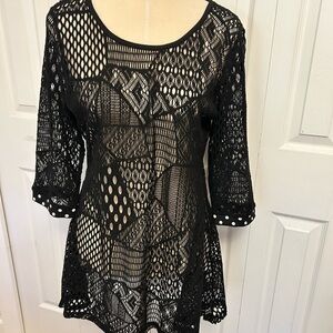 🧡Lily by Firmiana Black Crochet Lace Tunic/cover up